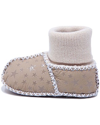 Mr.Tiggle Slippersocks Baby Slippers with socks - Beige Stars Socks