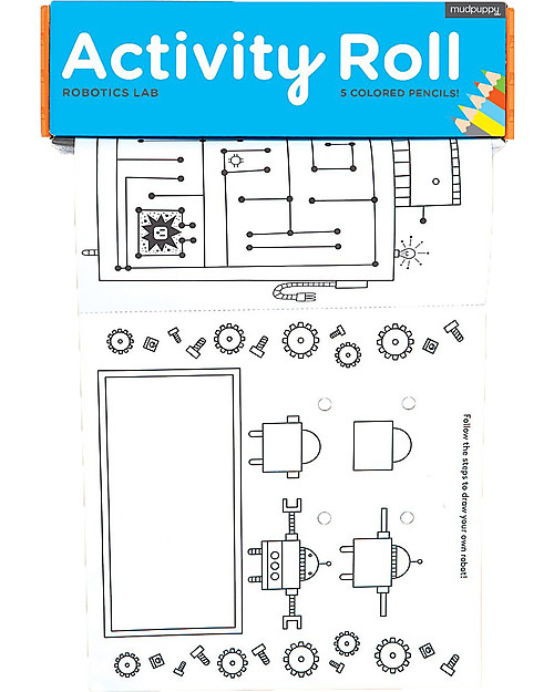 Mudpuppy Activity Roll, Robotics Lab - Recycled Paper! Draw And Color