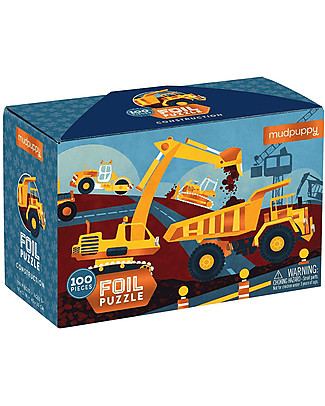 Mudpuppy Foil Puzzle Construction - 100 Pieces - Eco-friendly! Puzzles