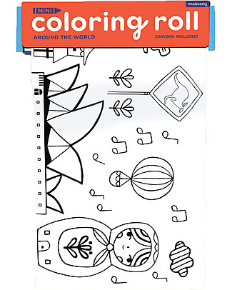 Mudpuppy Mini Coloring Roll, Around World - Travel Friendly Companion! Colouring Activities