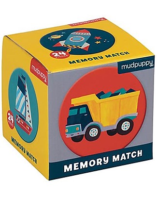 Mudpuppy Mini Memory Game - Transportation - 24 pieces - Perfect for Travel Memory Games
