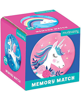 Mudpuppy Mini Memory Match Game, Magic Unicorn, 24 pieces - Develop Memory and Concentration Board Games