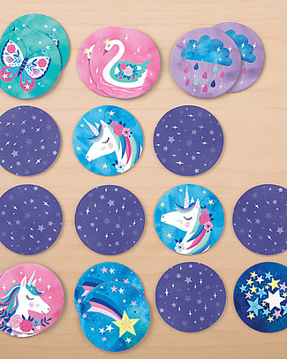 Mudpuppy Mini Memory Match Game, Magic Unicorn, 24 pieces - Develop Memory and Concentration Board Games