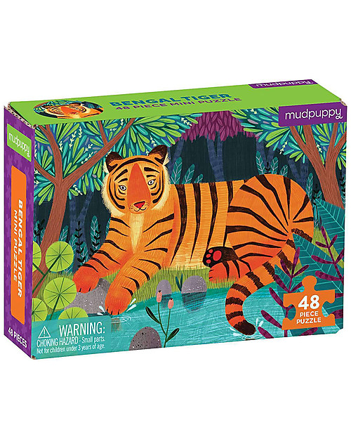 Mudpuppy Mini Puzzle Bengal Tiger - 48 Pieces - Perfect for Travel Puzzles