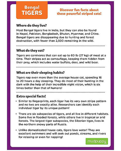 Mudpuppy Mini Puzzle Bengal Tiger - 48 Pieces - Perfect for Travel Puzzles