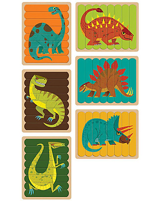 Mudpuppy Puzzle Sticks, Mighty Dinosaurs - 6 Different Images in Recycled Paper! Puzzles