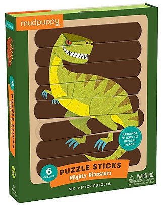 Mudpuppy Puzzle Sticks, Mighty Dinosaurs - 6 Different Images in Recycled Paper! Puzzles