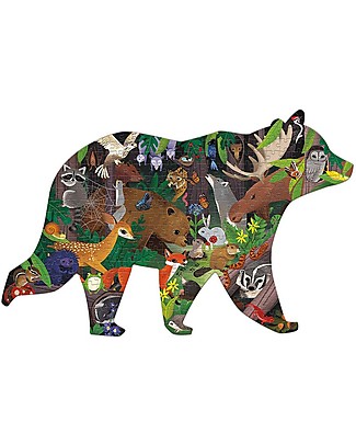 Mudpuppy Woodland Forest Puzzle in the Shape of Bear - 300 pieces - Recycled Paper! Puzzles
