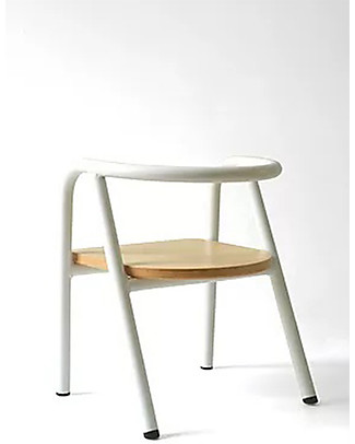 Mum and Dad Factory Metal and Wood Chair for Kids, White Chairs