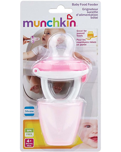 Munchkin Baby Food Feeder with Cap for Purees and Baby Food - Pink Dummies & Soothers
