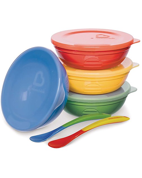 Munchkin Love-a-Bowls 10 Piece Set - 4 bowls with lid + 2 soft-tip spoons Meal Sets
