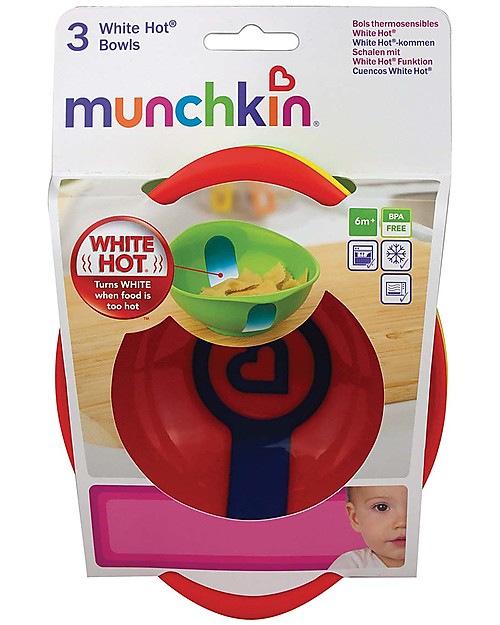 Munchkin White Hot Bowls, 3-pack - BPA-free! Bowls & Plates