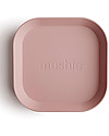 Mushie 2 Square Plates Set - Dishmachine Washable - Blush Bowls & Plates