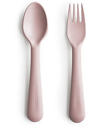 Mushie Fork & Spoon Set - Dishmachine Washable - 15,5 x 2,5 cm - Blush Spoons, Cutlery & Chopsticks