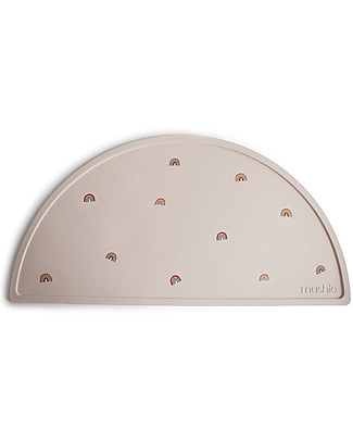 Mushie Half Moon Placemat - 100% Food-Grade Silicone - Rainbows Placemat