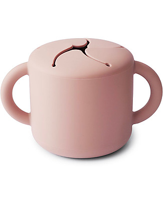 Mushie Snack Cup with Handles - 100% Food-Grade Silicone - Blush Snack and Formula Containers