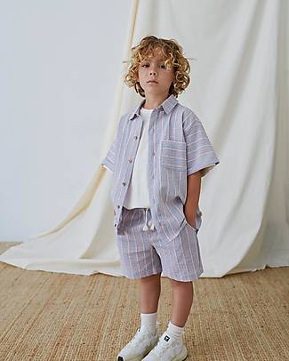 My Little Cozmo Bermuda - Blue/Gray - Better Culture Initiative Certified - 100% Organic Cotton Shorts