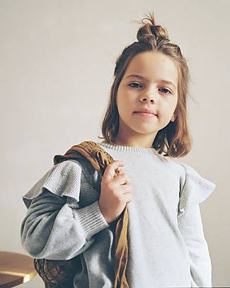My Little Cozmo Knit Ruffle Sweater - Light Grey Jumpers