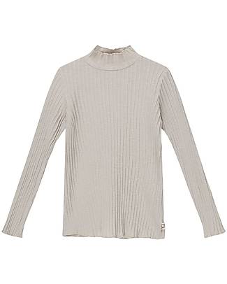 My Little Cozmo Organic Long-sleeved Rib T-shirt - Light Grey - Organic Cotton Long Sleeves Tops
