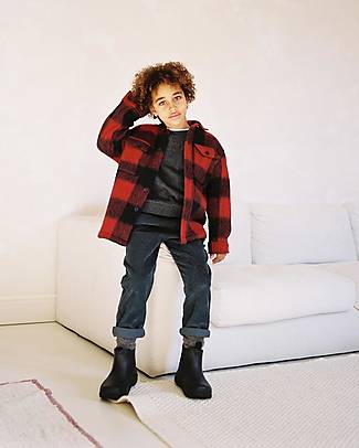 My Little Cozmo Plaid Wool Blend Overshirt - Black/Red Jackets