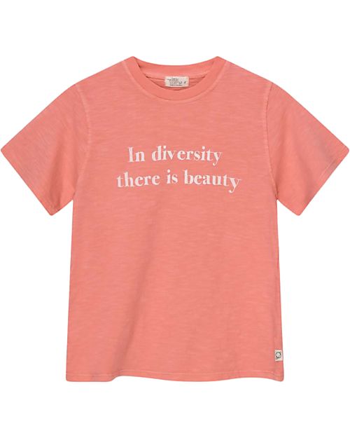 My Little Cozmo Print Slub T-Shirt "In Diversity there is Beauty" - Coral - 100% Organic Cotton GOTS T-shirts