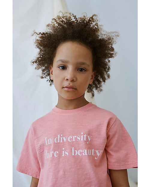 My Little Cozmo Print Slub T-Shirt "In Diversity there is Beauty" - Coral - 100% Organic Cotton GOTS T-shirts