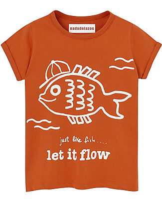 Nadadelazos Baby T-shirt Let it Flow - Lava Red - 100% Organic Cotton jersey T-Shirts And Vests