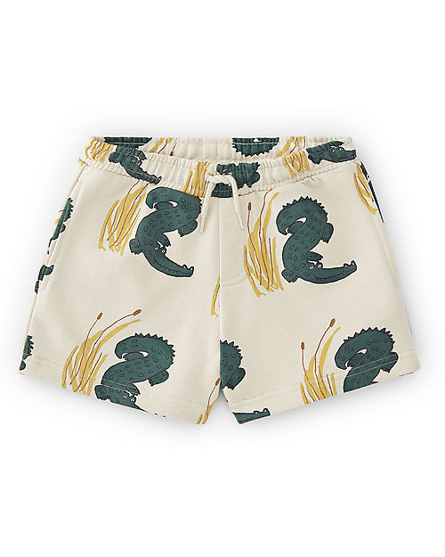 Nadadelazos Bermuda Crocodile - Beige - Organic Cotton French Terry Shorts