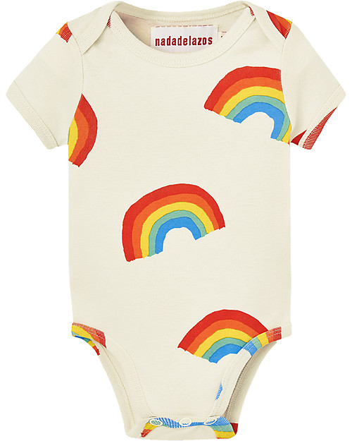 Nadadelazos Bodysuit Rainbows - Ivory - 100% Organic Cotton Short Sleeves Bodies