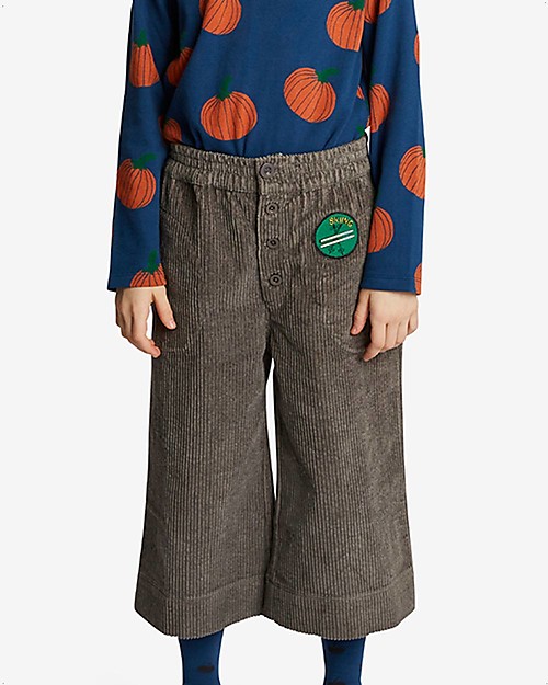 Nadadelazos Diana Culotte Pants - Grey - 100% Organic Cotton Corduroy Trousers