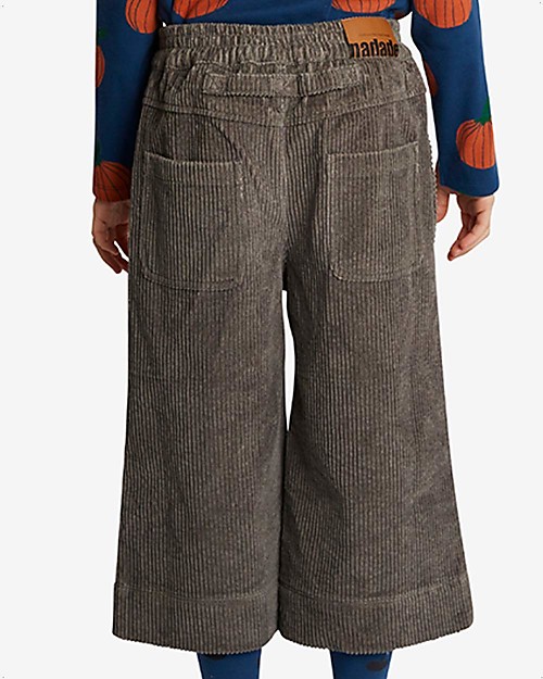 Nadadelazos Diana Culotte Pants - Grey - 100% Organic Cotton Corduroy Trousers