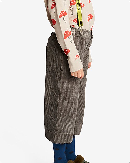 Nadadelazos Diana Culotte Pants - Grey - 100% Organic Cotton Corduroy Trousers
