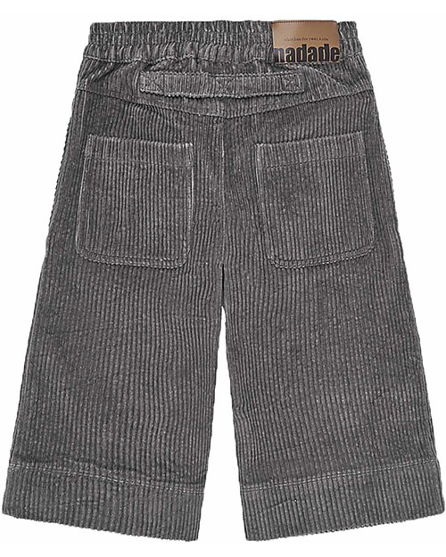Nadadelazos Diana Culotte Pants - Grey - 100% Organic Cotton Corduroy Trousers
