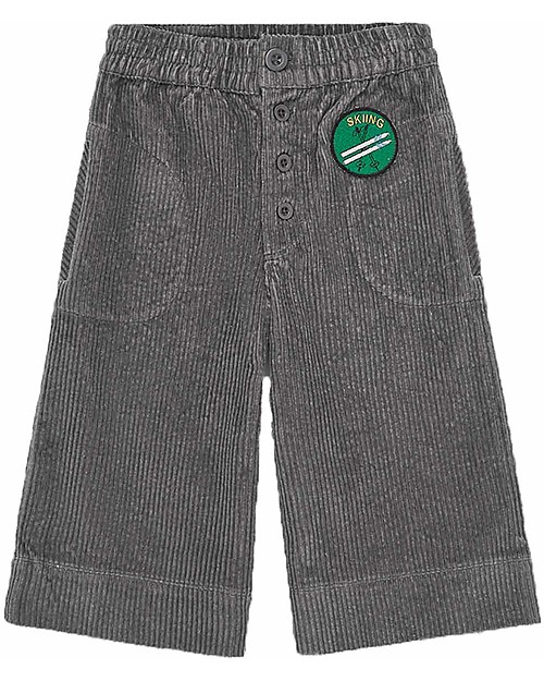 Nadadelazos Diana Culotte Pants - Grey - 100% Organic Cotton Corduroy Trousers