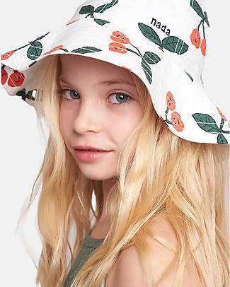 Nadadelazos Kids Summer Hat Cherries - Ivory - 100% Organic Cotton Sunhats