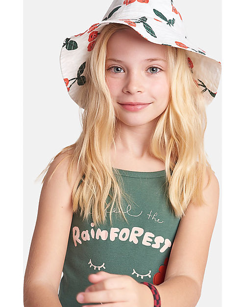 Nadadelazos Kids Summer Hat Cherries - Ivory - 100% Organic Cotton Sunhats