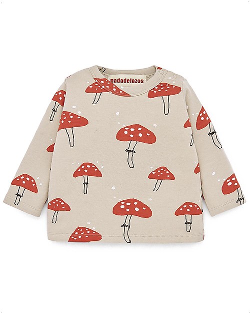 Nadadelazos Long Sleeve Baby Shirt - Magic Mushrooms - 100% Organic Cotton Long Sleeves Tops
