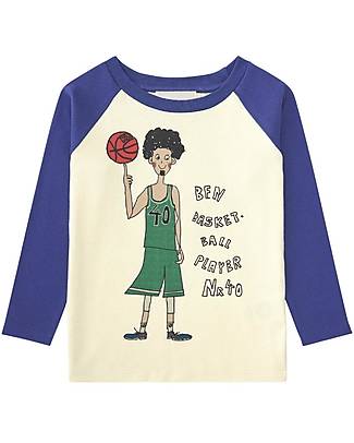 Nadadelazos Long-Sleeved T-Shirt -Basketball Player - Ivory - 100% Organic Cotton GOTS Long Sleeves Tops