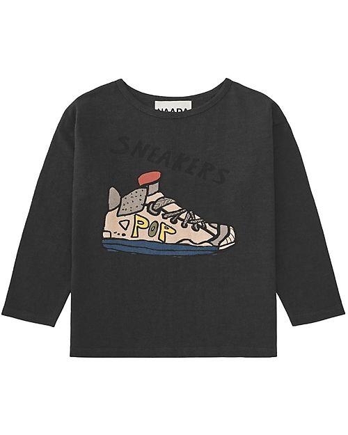 Nadadelazos Long-Sleeved T-Shirt - Sneakers - Black - 100% Organic Cotton GOTS Long Sleeves Tops