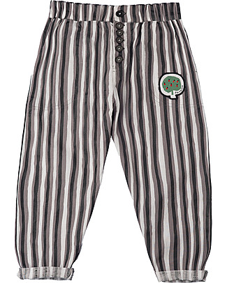 Nadadelazos Pant Farm Stripes - Light Grey - 100% Organic Cotton Cambric Trousers