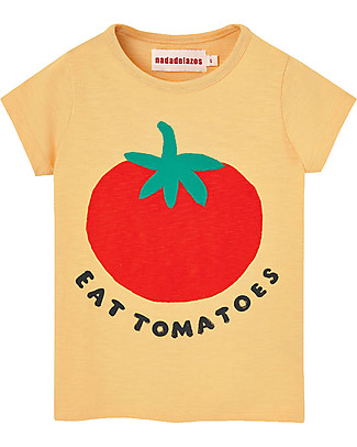 Nadadelazos T-shirt Eat Tomatoes - Light Yellow - 100% Organic Cotton jersey T-Shirts And Vests