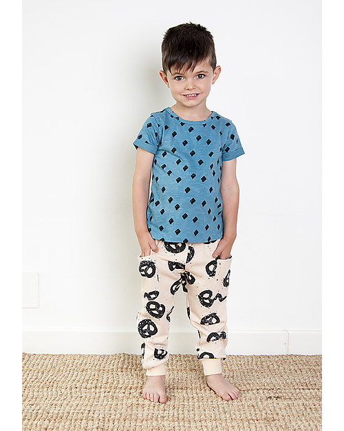 Nadadelazos T-shirt with Folded Cuffs, Mini Rombo - 100% organic cotton T-shirts