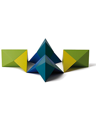 Naef Spiele Wooden Constructions - Blue green and yellow - Agon Wooden Stacking Toys