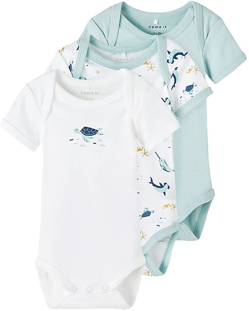 Name it 7 Pack Bodysuit - Short Sleeve - Blue Haze - Organic Cotton Short Sleeves Bodies