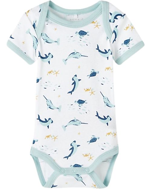 Name it 7 Pack Bodysuit - Short Sleeve - Blue Haze - Organic Cotton Short Sleeves Bodies