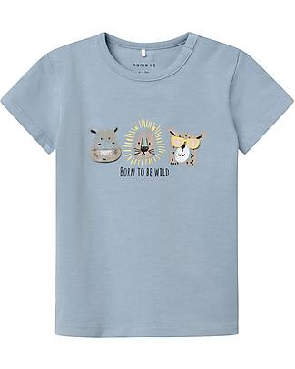 Name it Animal Print T-Shirt - Dusty Blue - Organic Cotton T-shirts