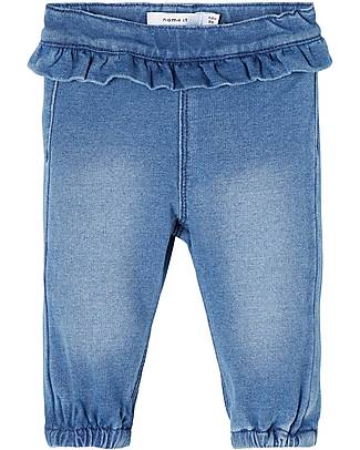 Name it Bibi Baggy Fit Sweatpants - Medium Blue Denim - Organic Cotton Trousers