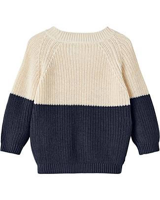 Name it Bicolor Pullover - Off White and Blue - Cotton Long Sleeves Tops