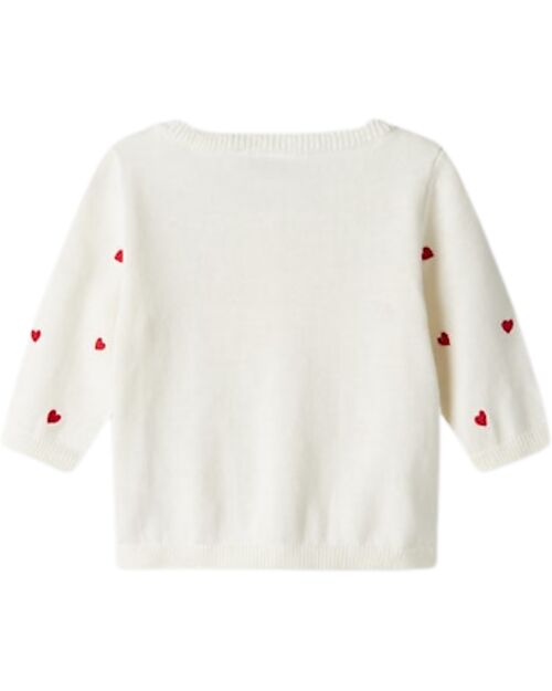 Name it Buttoned Cardigan - Strawberries - White - Organic Cotton Cardigans