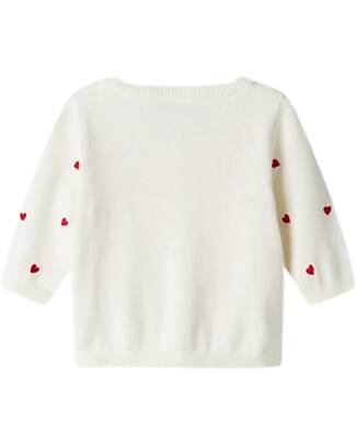 Name it Buttoned Cardigan - Strawberries - White - Organic Cotton Cardigans